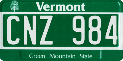 VT license plate CNZ984