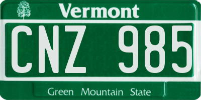 VT license plate CNZ985