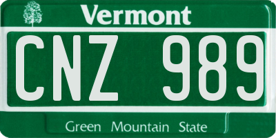 VT license plate CNZ989