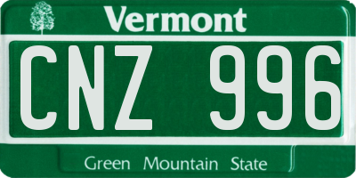 VT license plate CNZ996