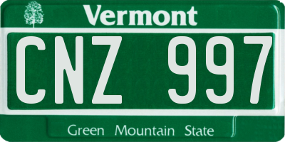 VT license plate CNZ997