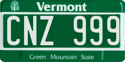 VT license plate CNZ999