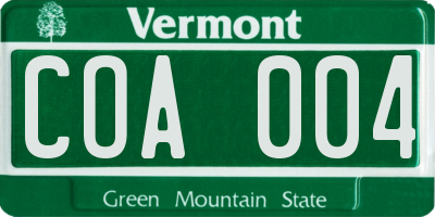 VT license plate COA004
