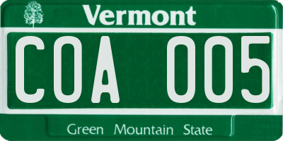 VT license plate COA005
