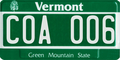 VT license plate COA006