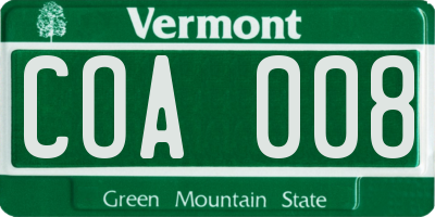 VT license plate COA008