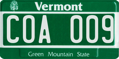 VT license plate COA009