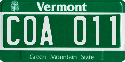 VT license plate COA011