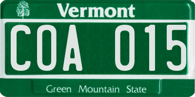 VT license plate COA015