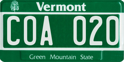 VT license plate COA020