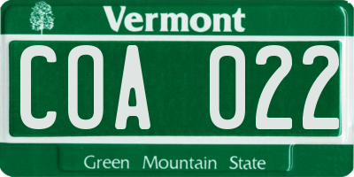 VT license plate COA022