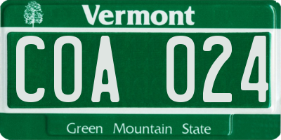 VT license plate COA024