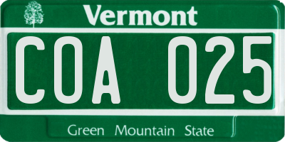 VT license plate COA025