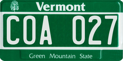 VT license plate COA027