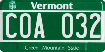 VT license plate COA032