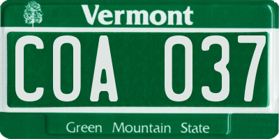 VT license plate COA037