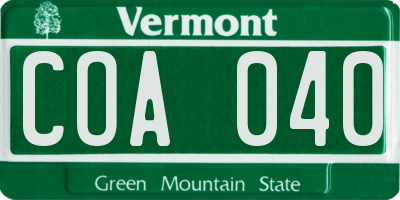 VT license plate COA040