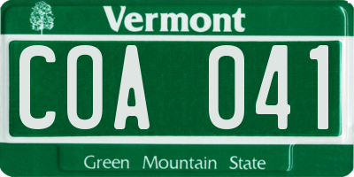 VT license plate COA041