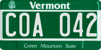 VT license plate COA042