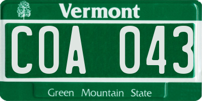 VT license plate COA043
