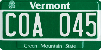VT license plate COA045
