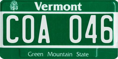 VT license plate COA046