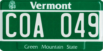 VT license plate COA049