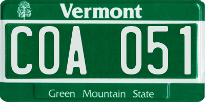 VT license plate COA051