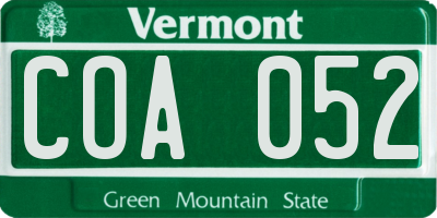 VT license plate COA052