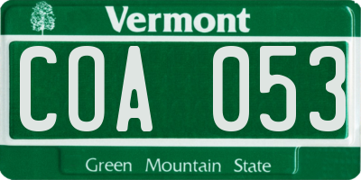 VT license plate COA053