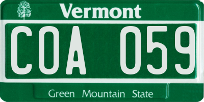 VT license plate COA059