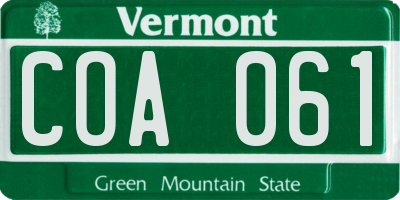 VT license plate COA061