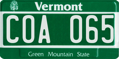 VT license plate COA065