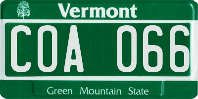 VT license plate COA066