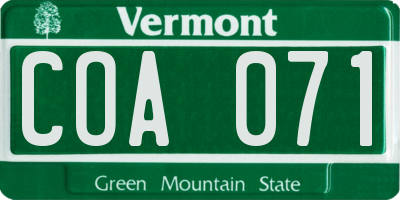 VT license plate COA071