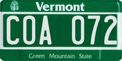 VT license plate COA072