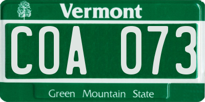 VT license plate COA073
