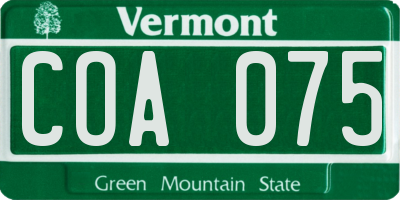 VT license plate COA075