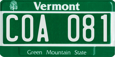 VT license plate COA081