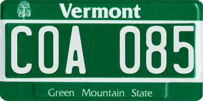 VT license plate COA085