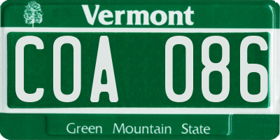 VT license plate COA086