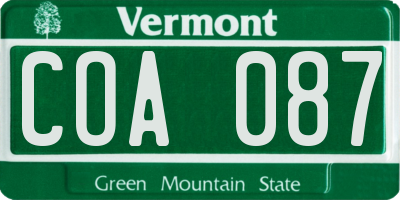 VT license plate COA087