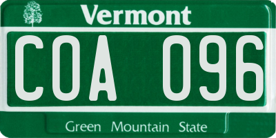 VT license plate COA096