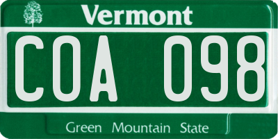 VT license plate COA098