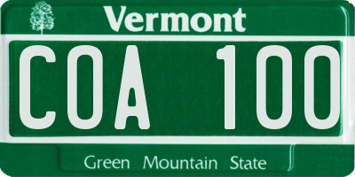 VT license plate COA100