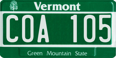 VT license plate COA105