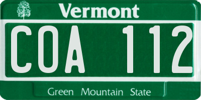 VT license plate COA112