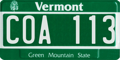 VT license plate COA113