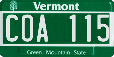 VT license plate COA115
