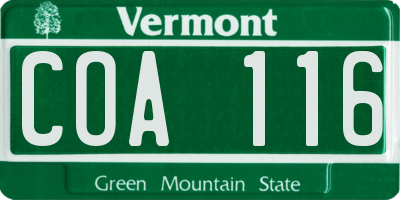 VT license plate COA116